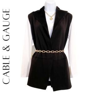 CABLE & GAUGE Black Fleece Lined Vest, M, NWT!